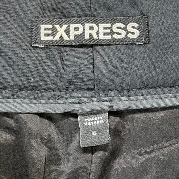 Express Tweed Shorts Women 6 Silver Metallic Black Pockets Cuffed Lined Party - Picture 9 of 11